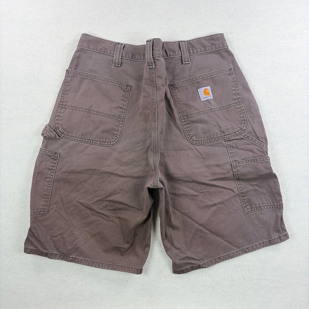 Carhartt 100245-909 Mens Brown Green Relaxed Fit Canvas Carpenter Shorts Size 38